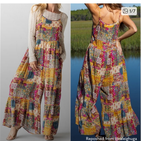 Natural Life Colorful Mandala Patchwork Jumpsuit - Picture 1 of 7